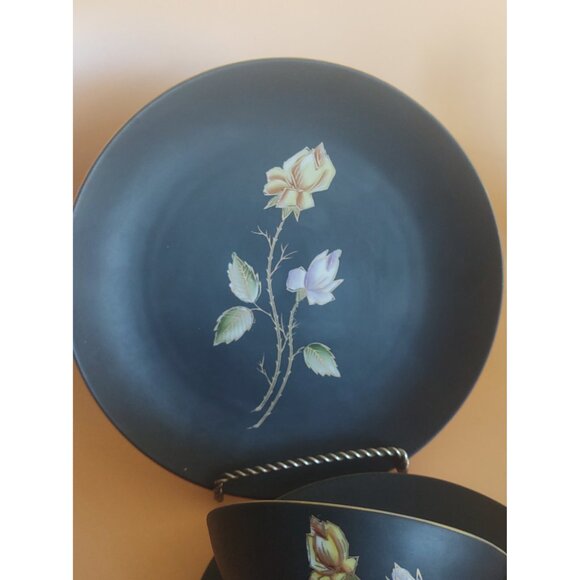 Royal Porzellan Bavaria KPM Trio Set Cup, Saucer and Breakfast Plate Black Matte - Picture 13 of 16